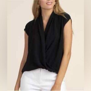 Trina Turk Concourse Draped High-Low Top MSRP $198 L 100% Silk